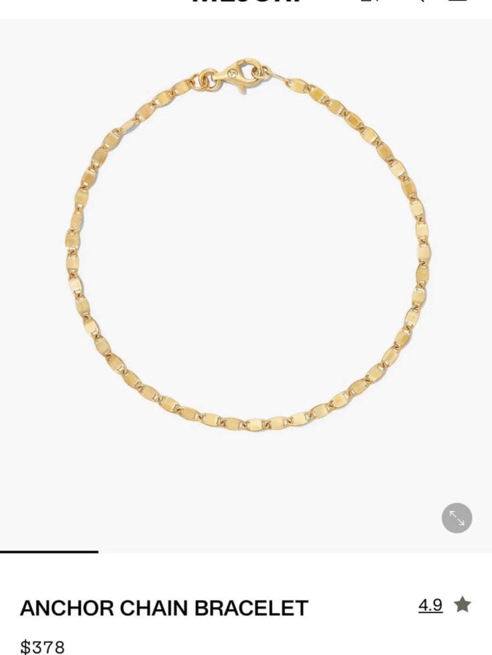 Mejuri 14k solid anchor chain bracelet